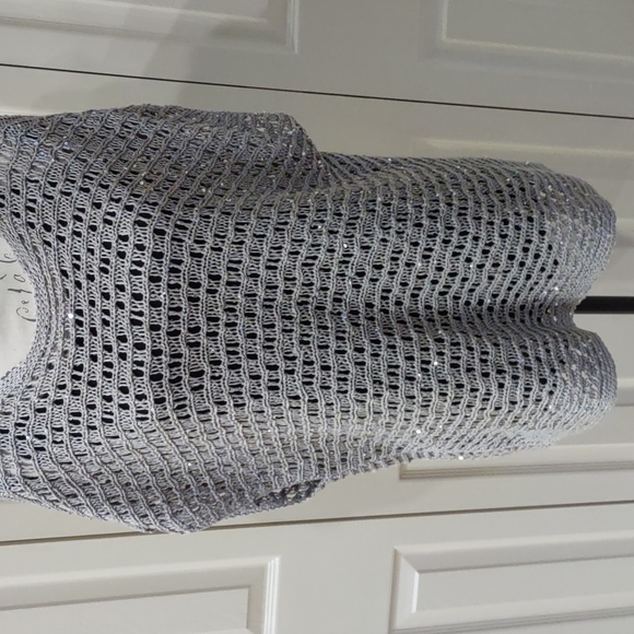 Eileen Fisher Open Weave Italian Yarn Box Top With Sparkles Size M - Picture 3 of 14